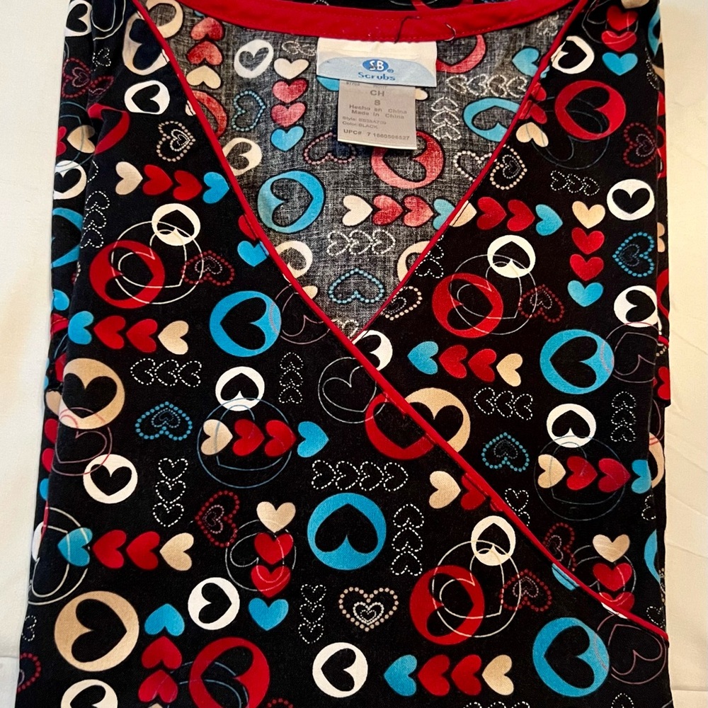 SB Scrubs Black‎ and Red Heart Pajama Set
